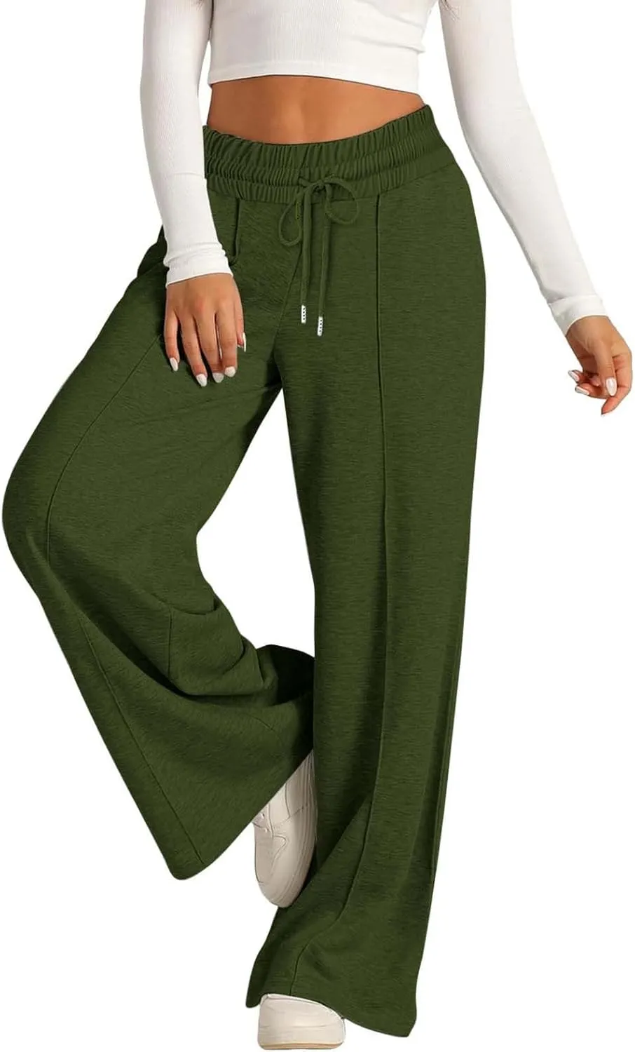 Wide Leg Sweatpants Women High Waisted Baggy Sweat Pants Elastic Drawstring Loose Running Lounge Pants with Pockets