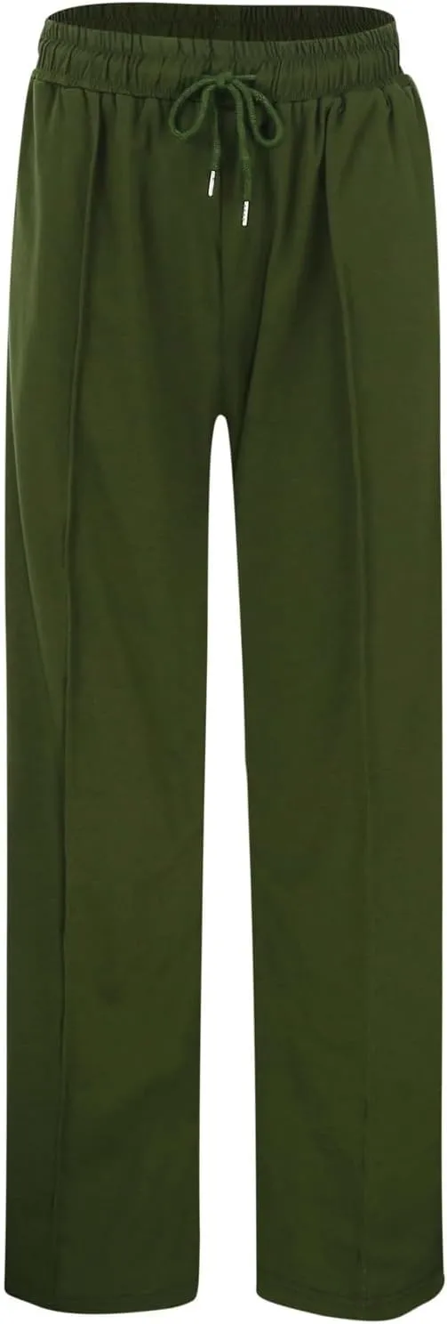 Wide Leg Sweatpants Women High Waisted Baggy Sweat Pants Elastic Drawstring Loose Running Lounge Pants with Pockets