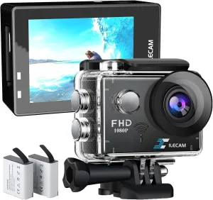WiFi Sports Camera 4xZoom Action Camera 40m/131ft Underwater Waterproof with 2 X1050 mAh Batteries and Multi-Function