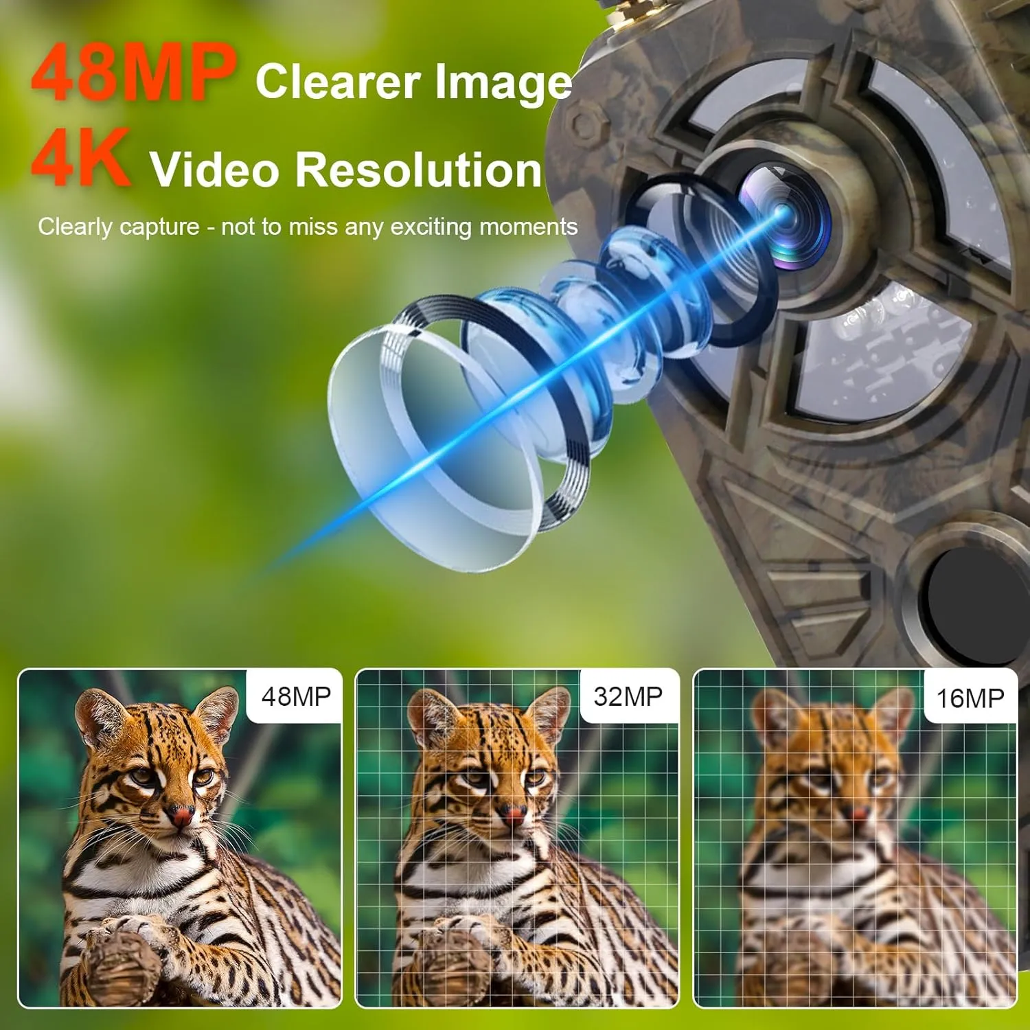 WiFi Trail Cameras with Night Vision Motion Activated Waterproof, 48MP 4K Game Camera, 120° Wide Angle 0.2s Trigger Speed, Trail Cam, for Wildlife Deer Scouting Hunting or Monitoring Home Security