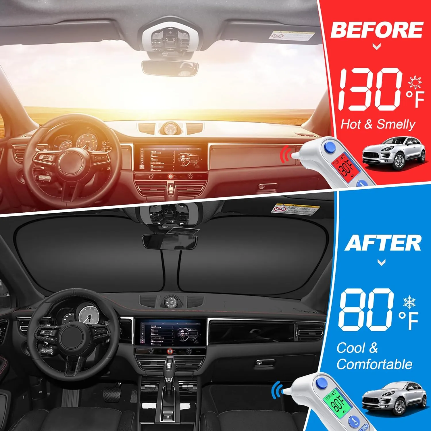 Windshield Sun Shade for 2017-2025 Cadillac XT5 Accessories, Foldable Window Sunshade Sun Visor Protector, Front Windshield Sunshade Sun Shield Blocks UV Rays Heat