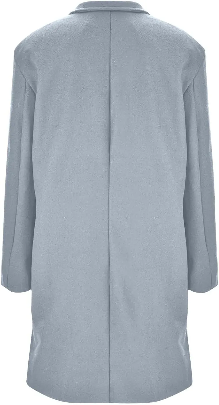 Winter Long Pea Coats for Women Wool Blend Stand Collar Single Breasted Blazer Jacket 2025 Casual Peacoat Overcoat