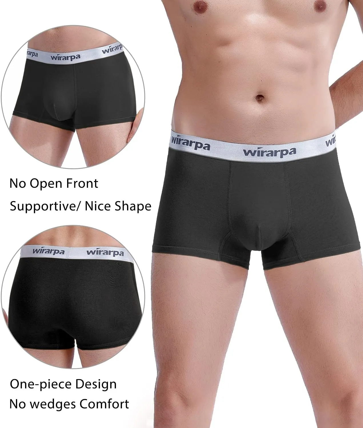 wirarpa Mens Trunks Underwear Cotton Boxer Briefs Short Leg Comfortable Underpants 4 Pack
