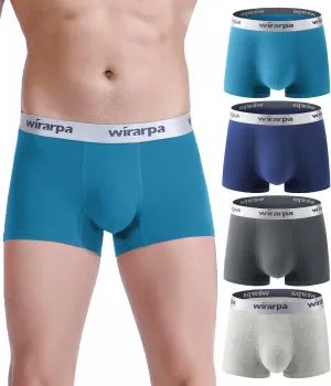 wirarpa Mens Trunks Underwear Cotton Boxer Briefs Short Leg Comfortable Underpants 4 Pack