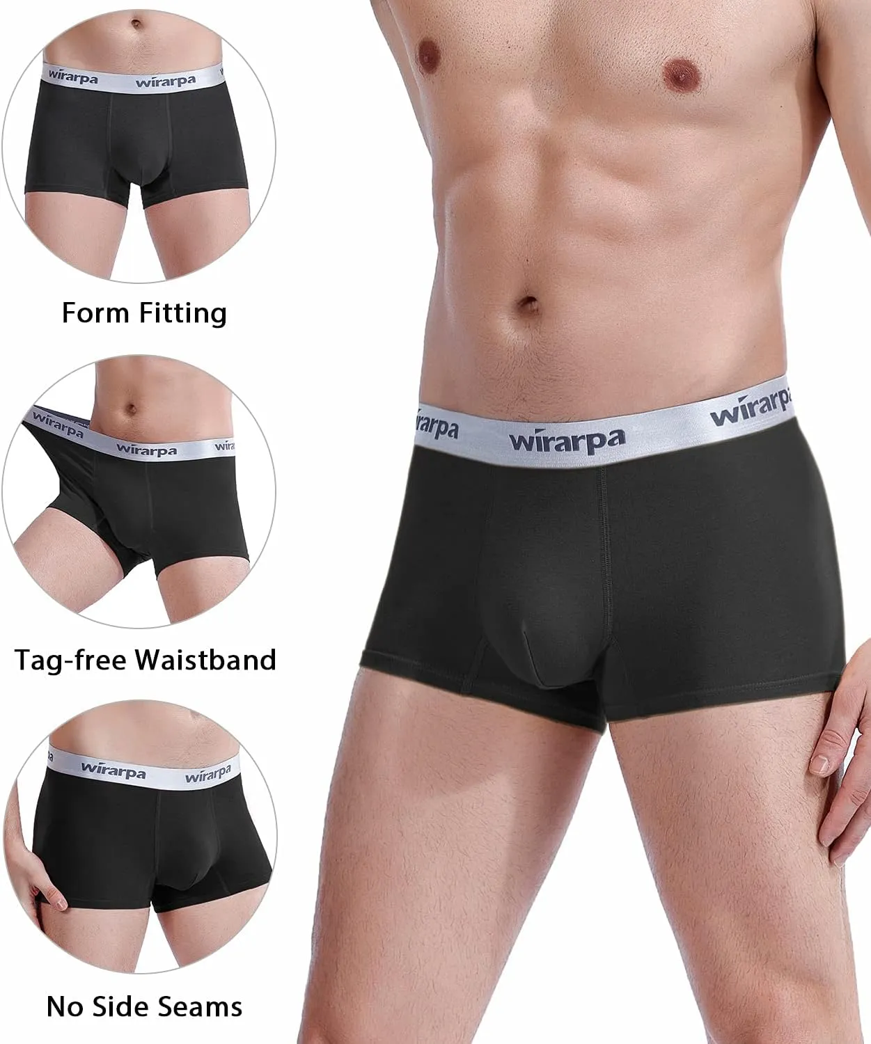 wirarpa Mens Trunks Underwear Cotton Boxer Briefs Short Leg Comfortable Underpants 4 Pack