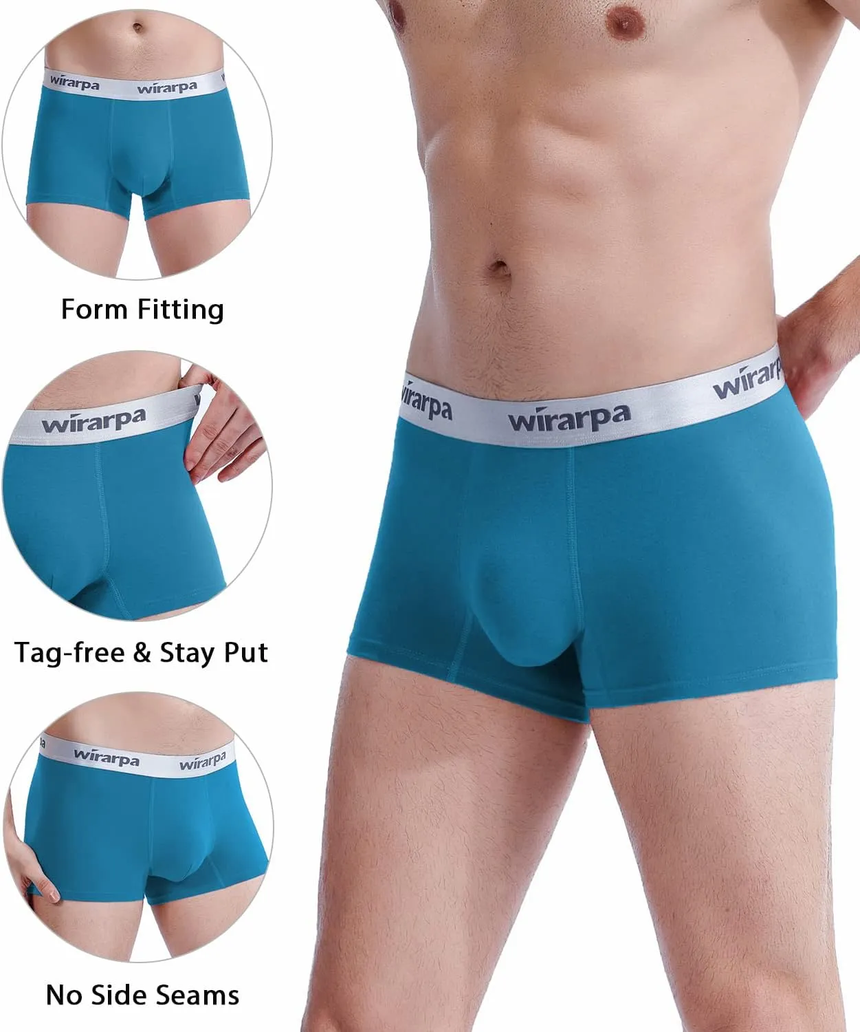 wirarpa Mens Trunks Underwear Cotton Boxer Briefs Short Leg Comfortable Underpants 4 Pack