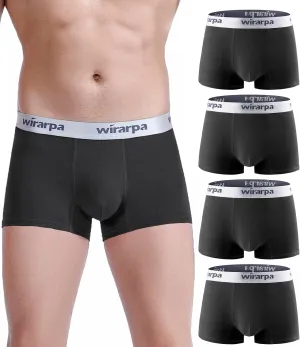 wirarpa Mens Trunks Underwear Cotton Boxer Briefs Short Leg Comfortable Underpants 4 Pack