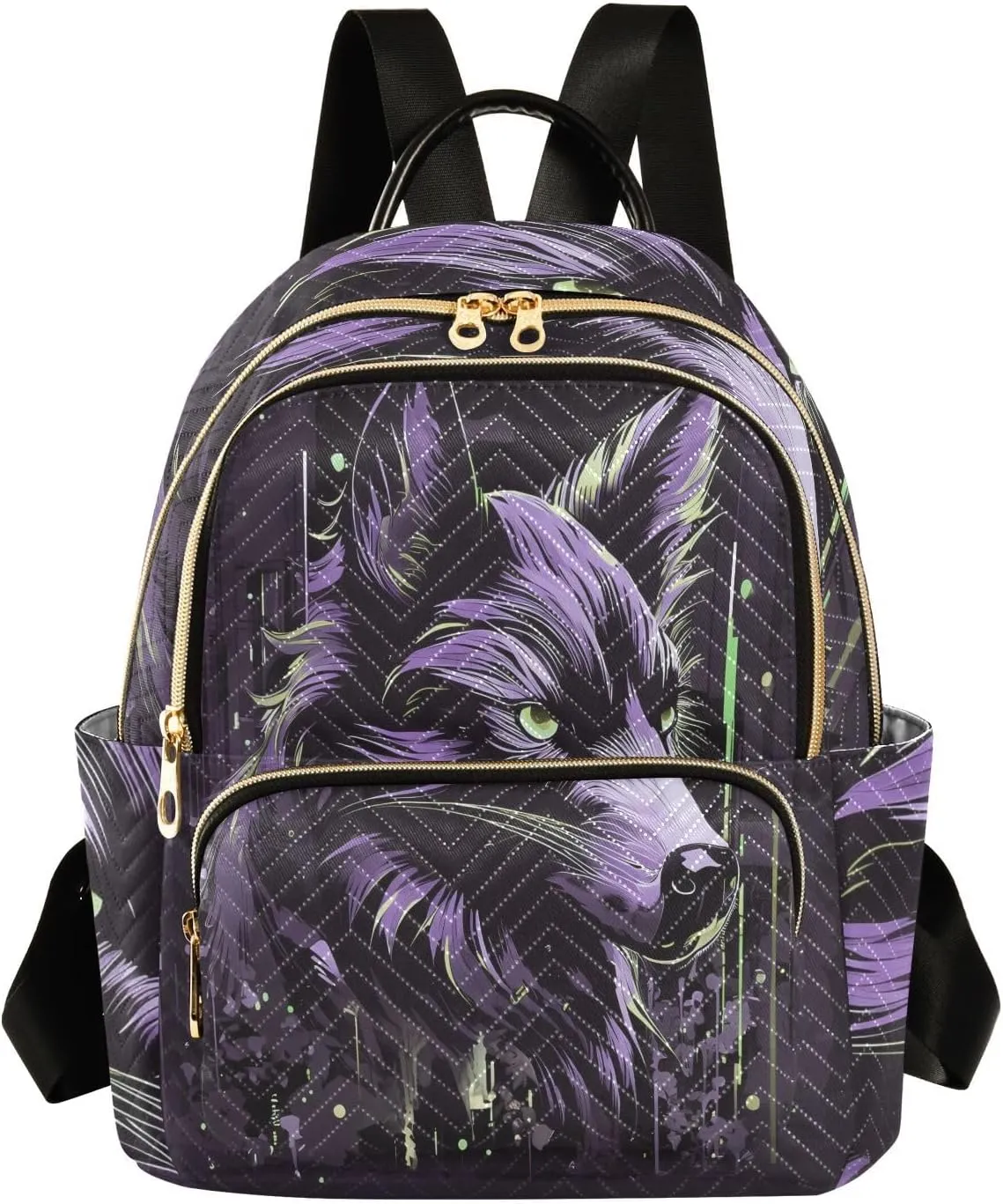Wolf Backpack Purse Ladies Rucksack Travel Shoulder Bag Casual Daily Backpack with Leather Carrying Handle (Medium Pattren 3)