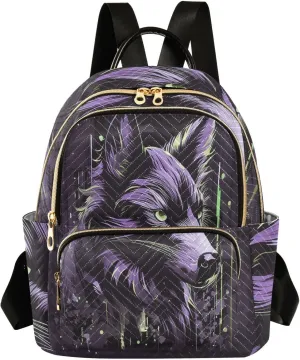 Wolf Backpack Purse Ladies Rucksack Travel Shoulder Bag Casual Daily Backpack with Leather Carrying Handle (Medium Pattren 3)