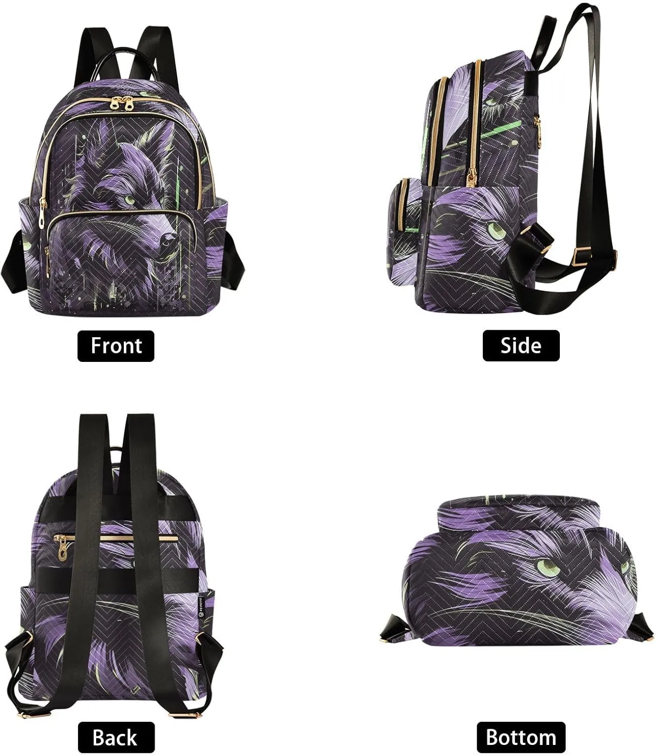 Wolf Backpack Purse Ladies Rucksack Travel Shoulder Bag Casual Daily Backpack with Leather Carrying Handle (Medium Pattren 3)