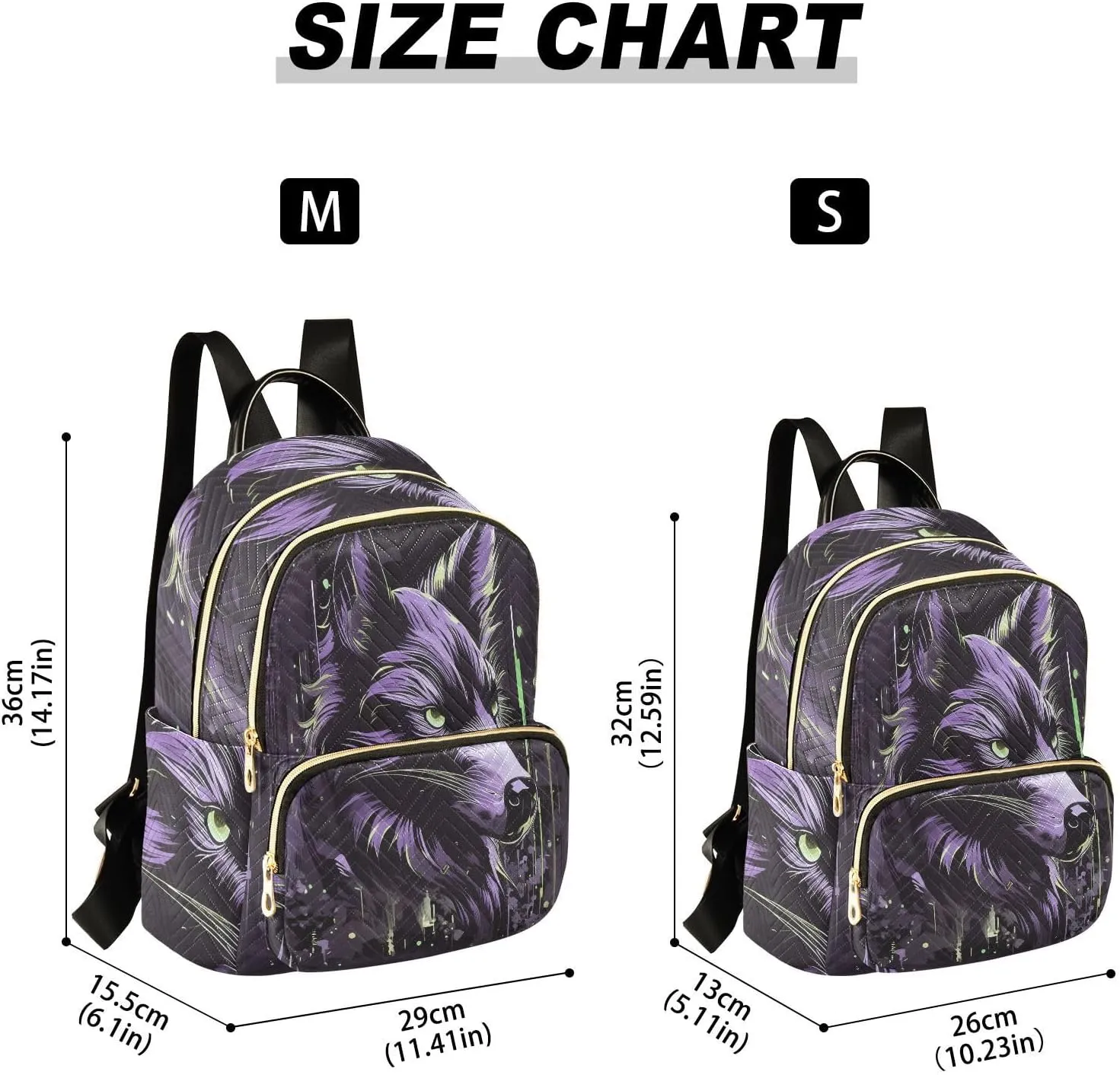 Wolf Backpack Purse Ladies Rucksack Travel Shoulder Bag Casual Daily Backpack with Leather Carrying Handle (Medium Pattren 3)