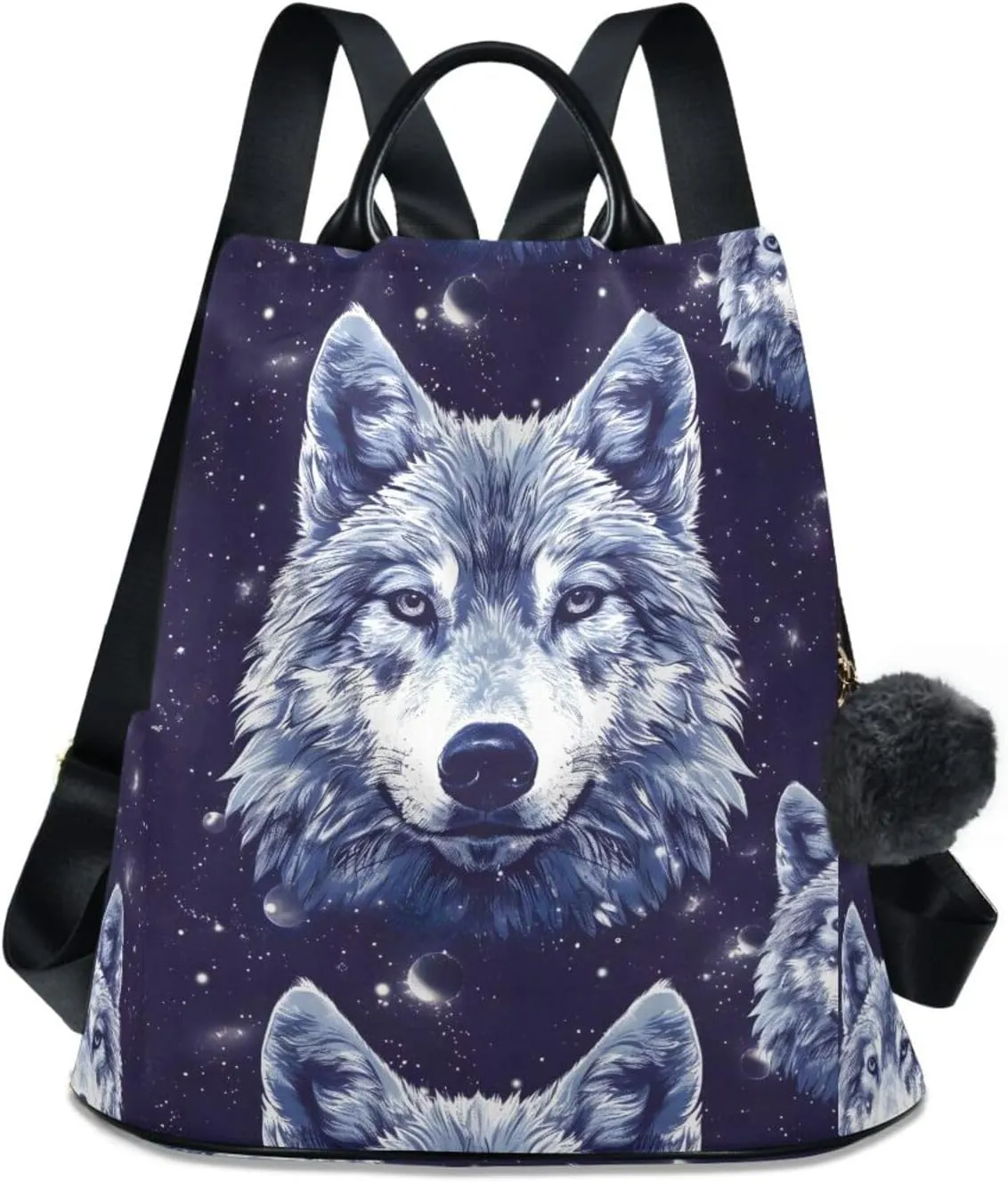Wolves Nebula Background Backpack for Women Anti Theft Large Fashion Travel Shoulder Bag Purse Rucksack Lightweight