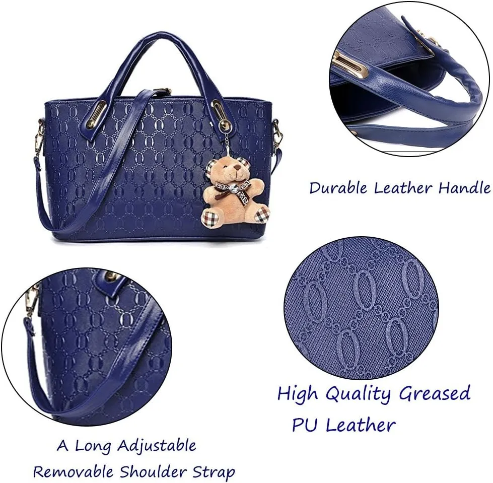 Women 4 Pcs Top Handle Satchel Hobo Handbag Set Large Tote  Purse  Shoulder Bag Card Holder