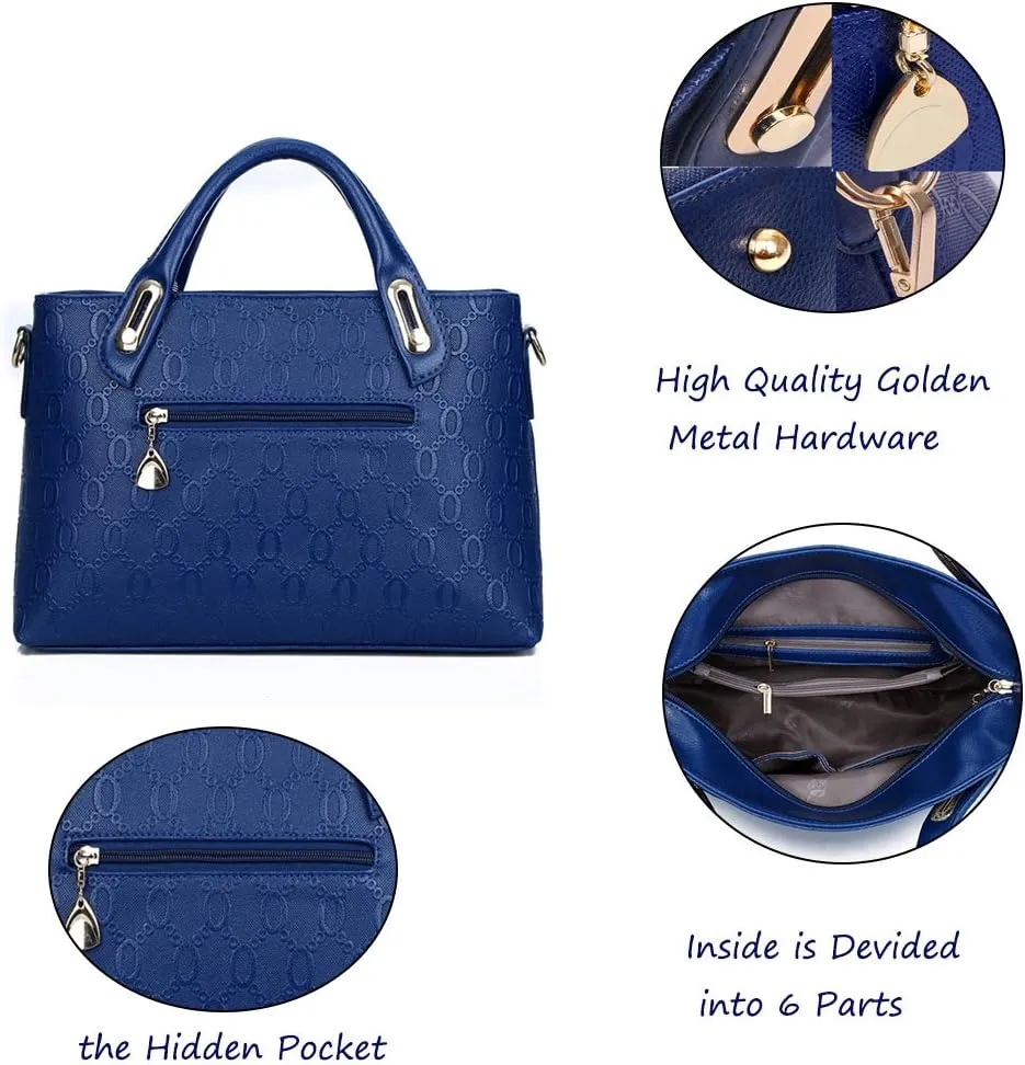 Women 4 Pcs Top Handle Satchel Hobo Handbag Set Large Tote  Purse  Shoulder Bag Card Holder
