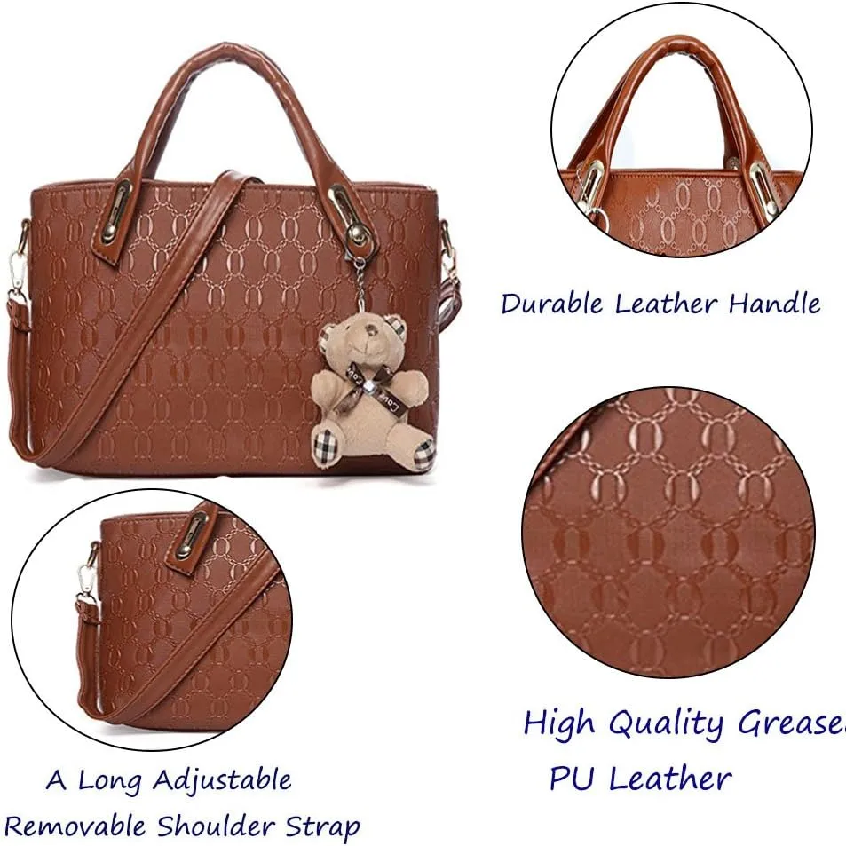 Women 4 Pcs Top Handle Satchel Hobo Handbag Set Large Tote  Purse  Shoulder Bag Card Holder
