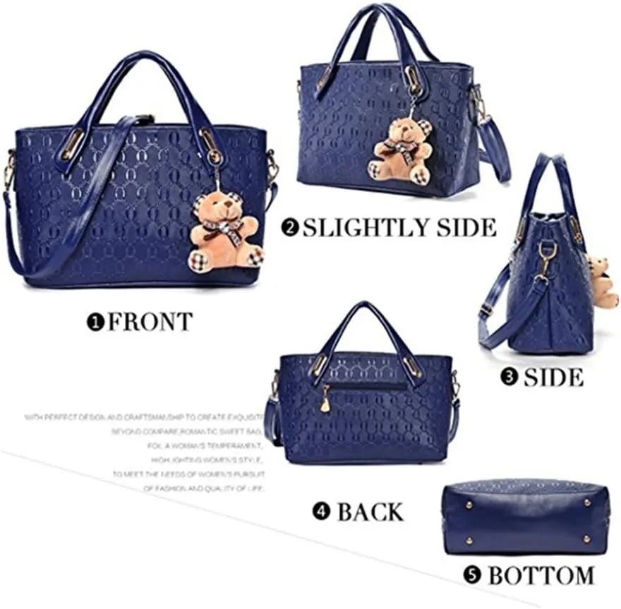 Women 4 Pcs Top Handle Satchel Hobo Handbag Set Large Tote  Purse  Shoulder Bag Card Holder