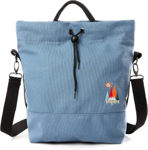 Women Canvas Tote Handbags Casual Shoulder Work Bag Crossbody Bag with Sunshine Embroidery