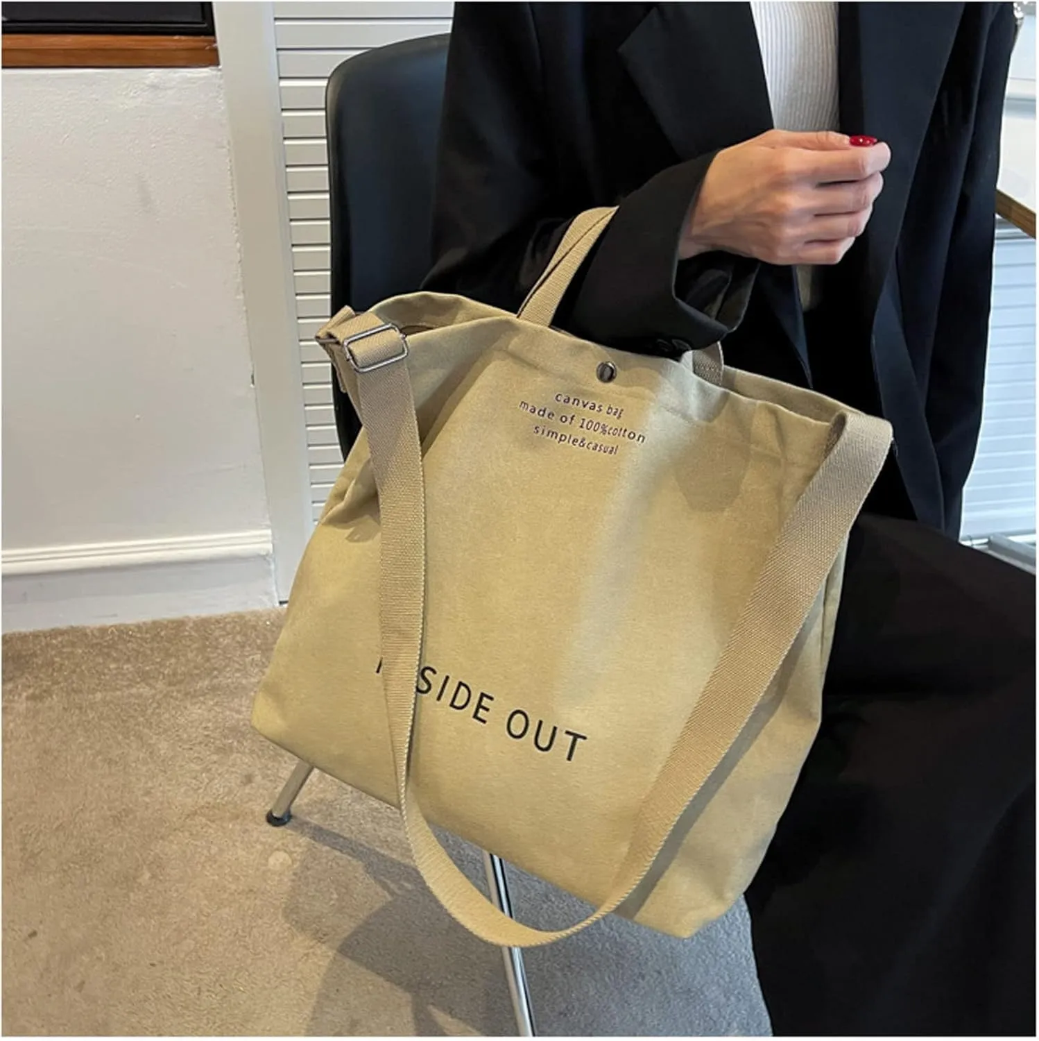 Women Canvas Tote Handbags Casual Shoulder Work Bag Crossbody Top Handle Bag Cross-body Handbags