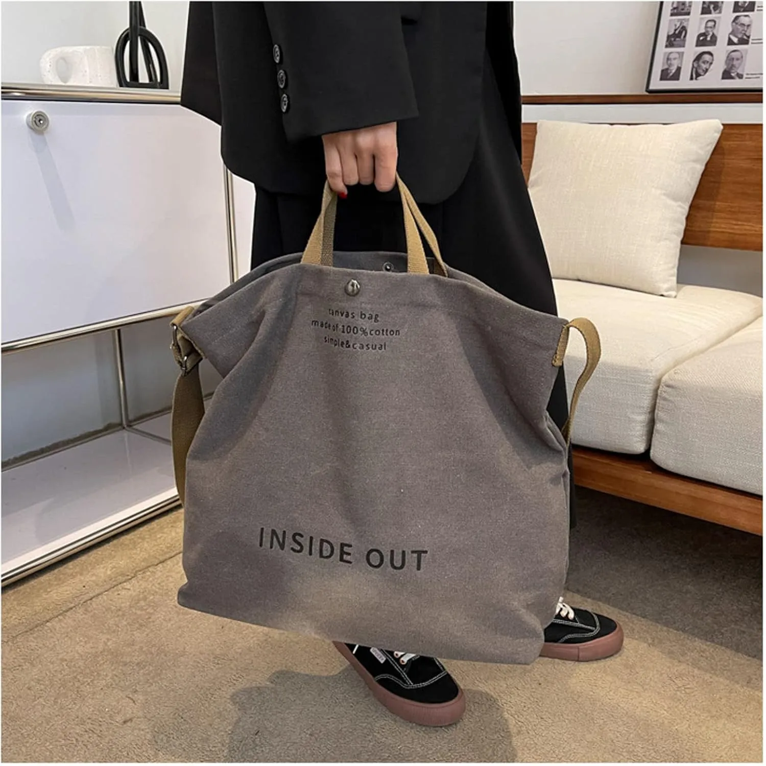 Women Canvas Tote Handbags Casual Shoulder Work Bag Crossbody Top Handle Bag Cross-body Handbags