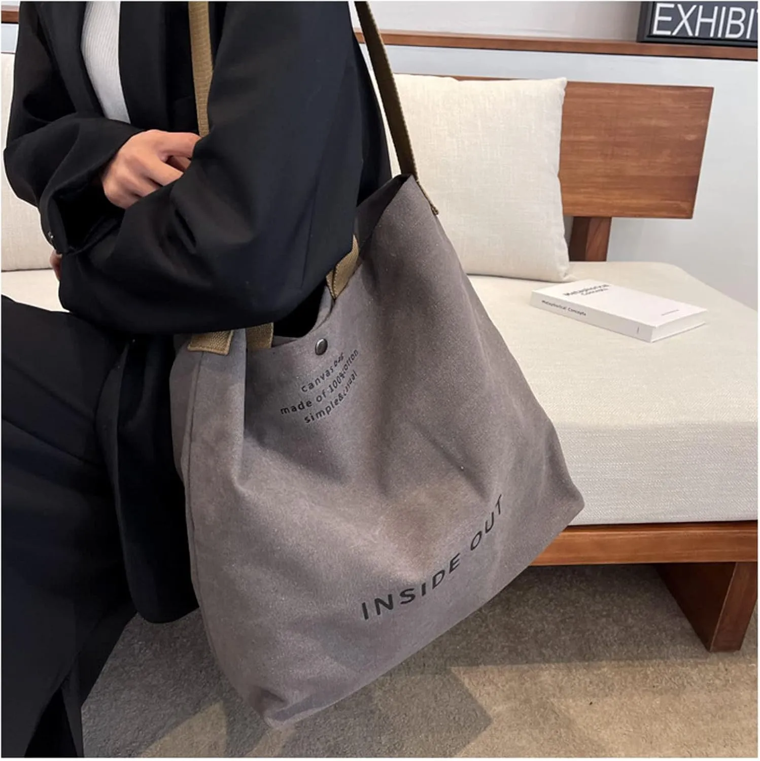 Women Canvas Tote Handbags Casual Shoulder Work Bag Crossbody Top Handle Bag Cross-body Handbags