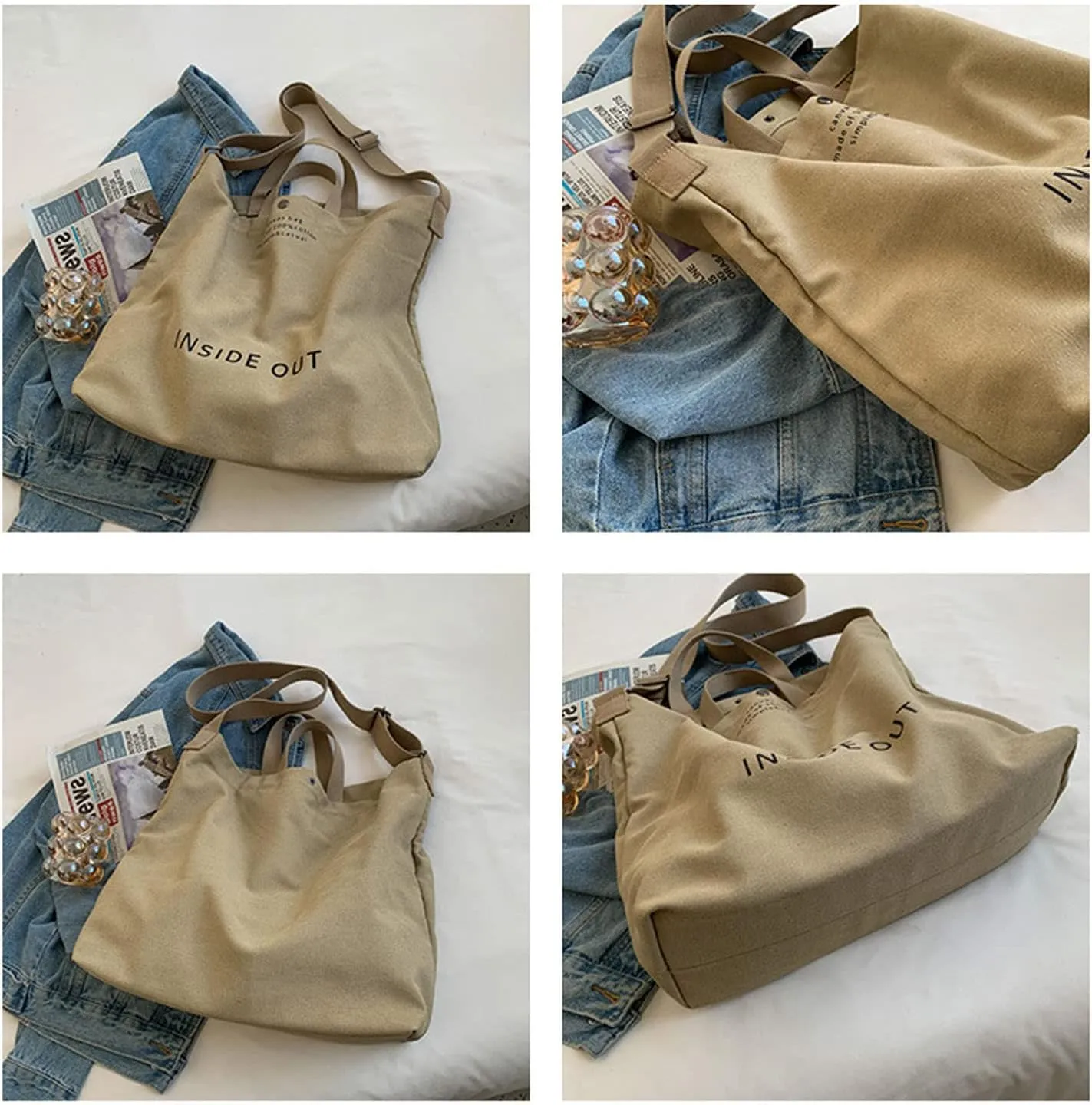 Women Canvas Tote Handbags Casual Shoulder Work Bag Crossbody Top Handle Bag Cross-body Handbags