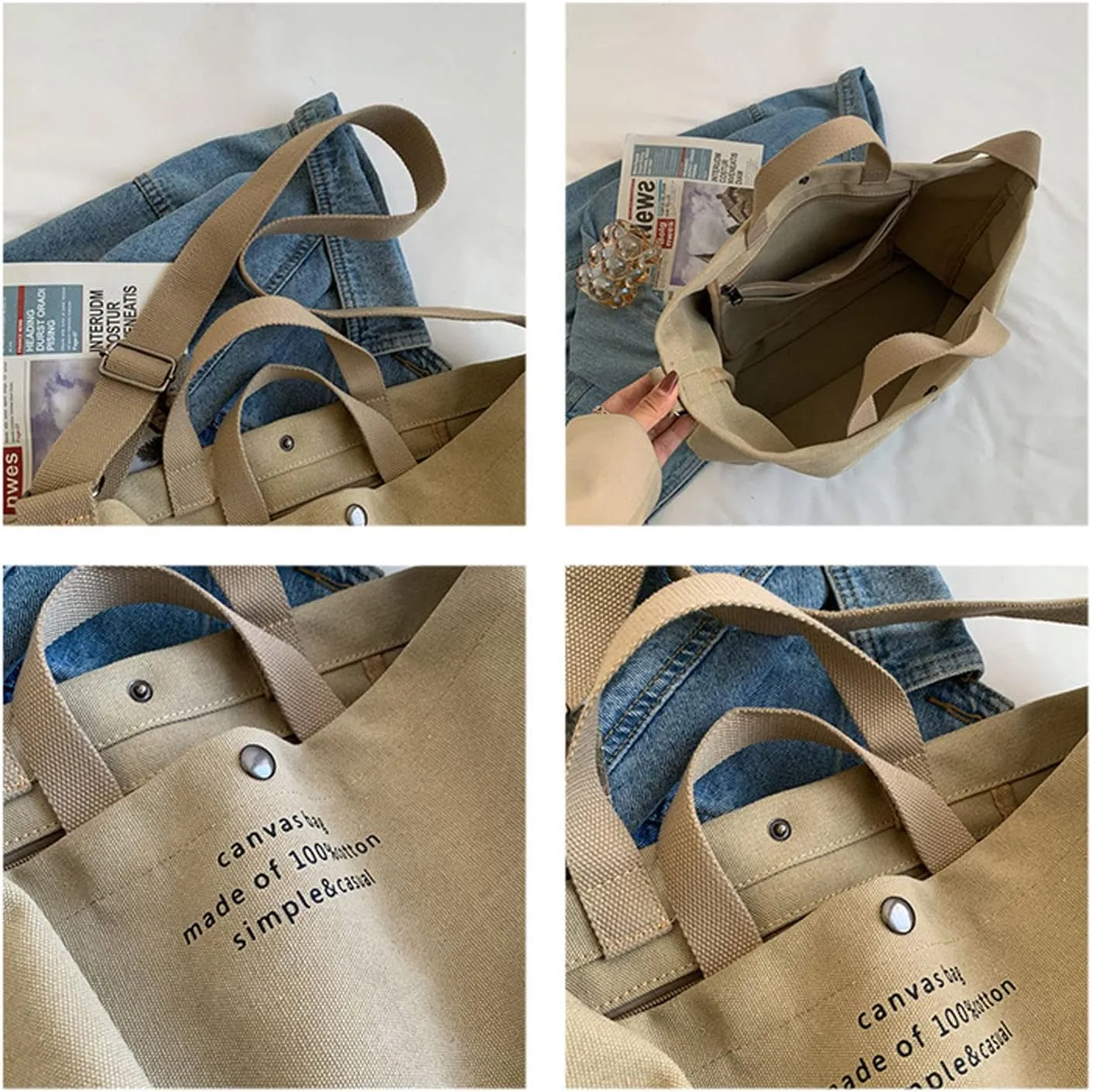 Women Canvas Tote Handbags Casual Shoulder Work Bag Crossbody Top Handle Bag Cross-body Handbags