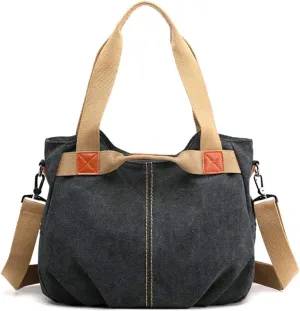 Women Casual Vintage Hobo Canvas Daily Purse Top Handle Shoulder Tote Shopper Handbag