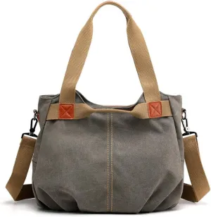 Women Casual Vintage Hobo Canvas Daily Purse Top Handle Shoulder Tote Shopper Handbag