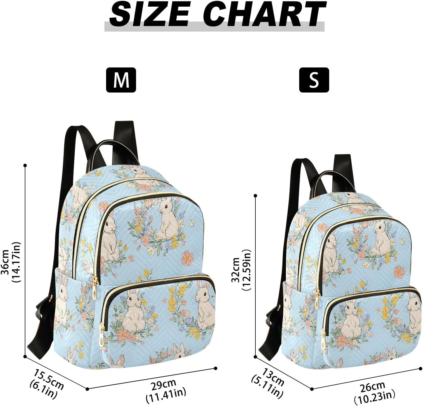 Women Fashion Backpack Purse Bunny Wreath Garland Mini Travel Backpack Ladies Shoulder Bag Work Daypack 14L