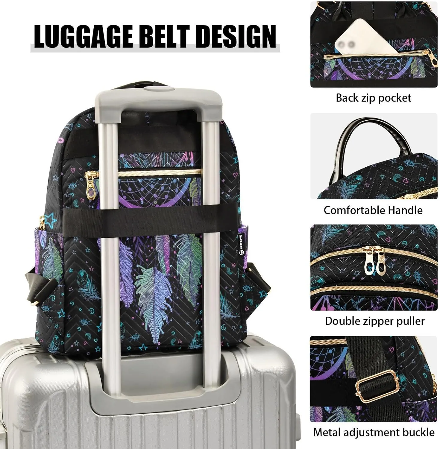 Women Fashion Backpack Purse Casual Lightweight Travel Shoulder Bag Dreamcatcher Rucksack Ladies Bag, Medium