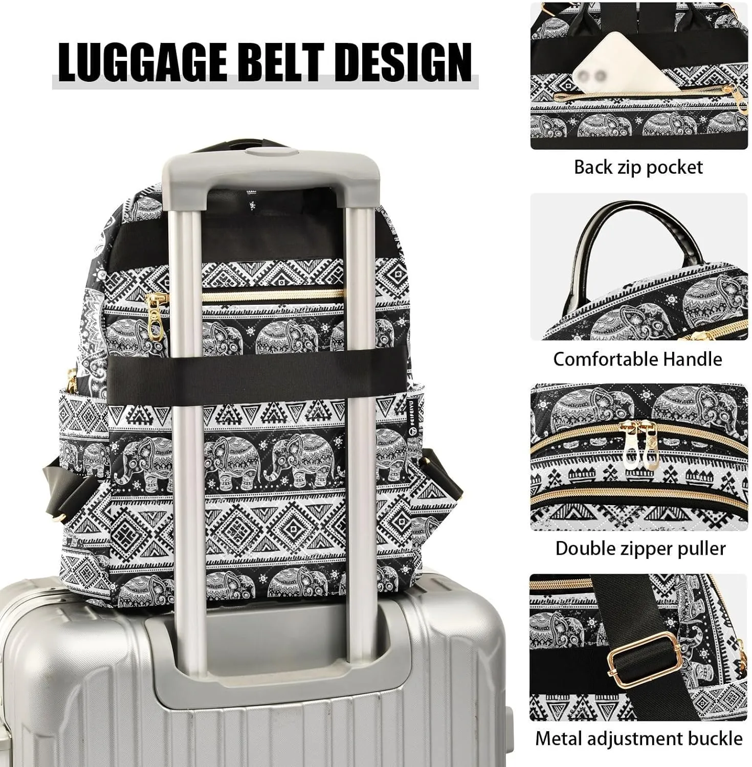 Women Fashion Backpack Purse Casual Lightweight Travel Shoulder Bag Elephant Rucksack Ladies Bag, Medium