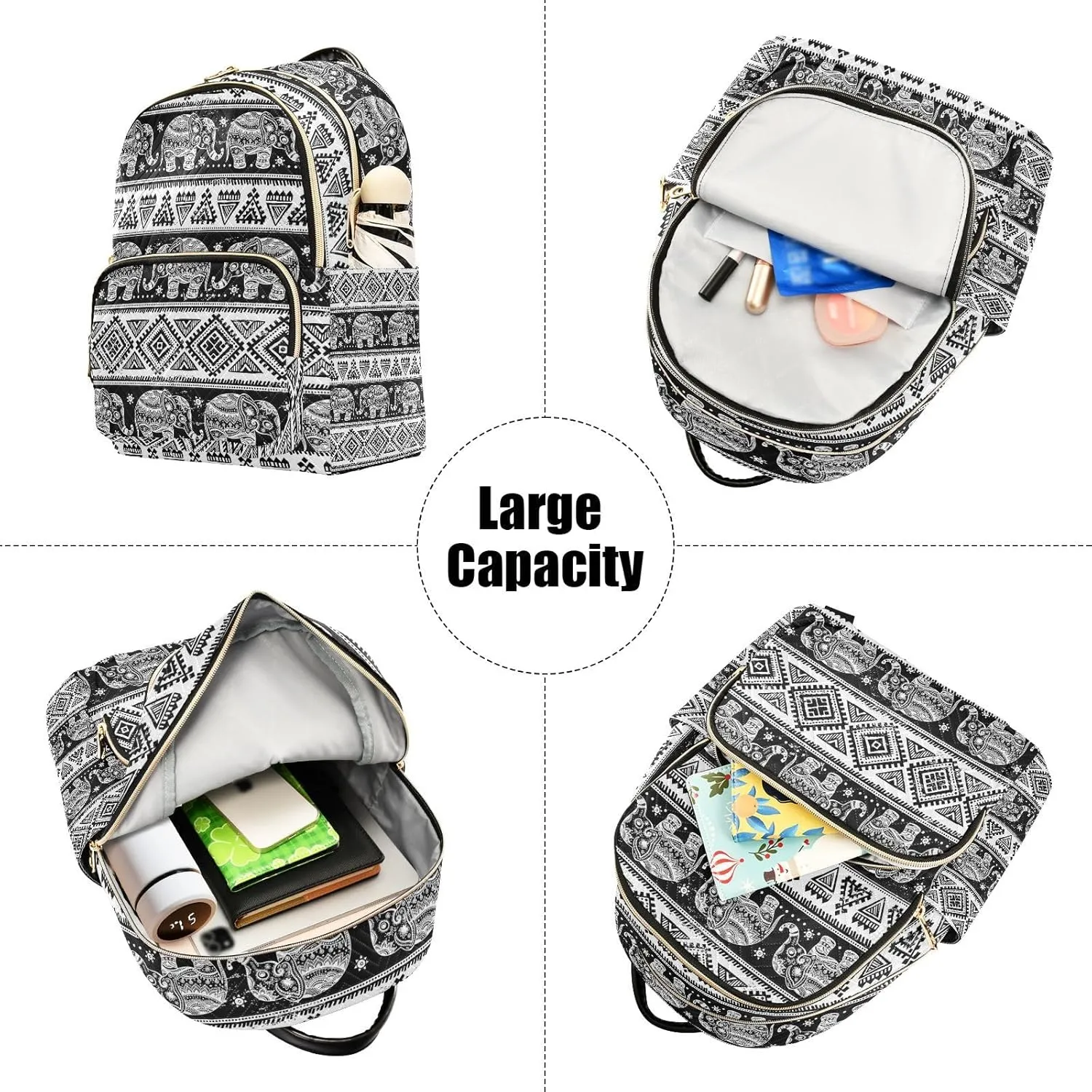 Women Fashion Backpack Purse Casual Lightweight Travel Shoulder Bag Elephant Rucksack Ladies Bag, Medium