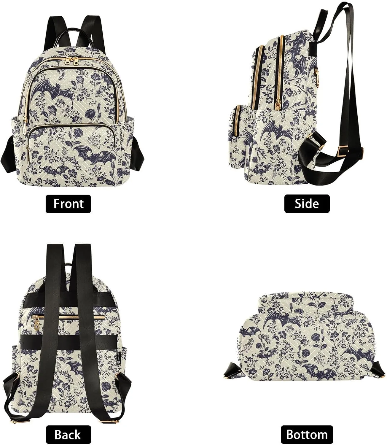 Women Fashion Backpack Purse Casual Lightweight Travel Shoulder Bag Goth Bats Rucksack Ladies Bag, Small
