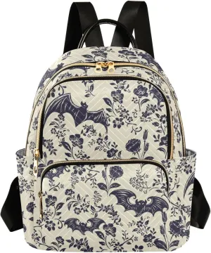 Women Fashion Backpack Purse Casual Lightweight Travel Shoulder Bag Goth Bats Rucksack Ladies Bag, Small