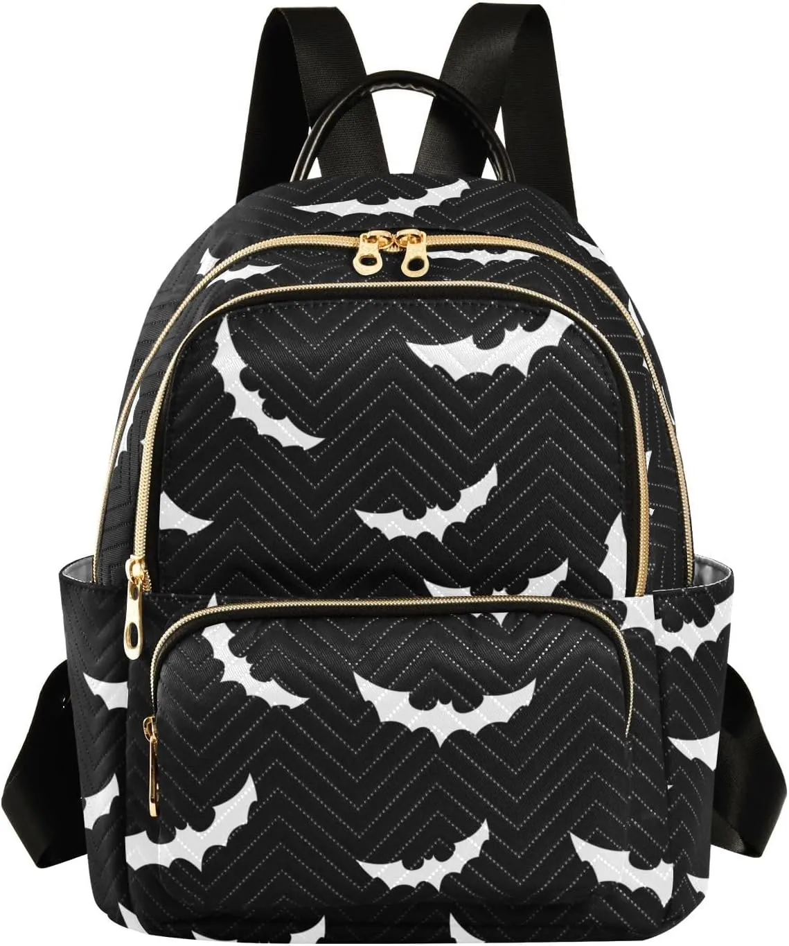 Women Fashion Backpack Purse Casual Lightweight Travel Shoulder Bag Halloween Bat Gothic Rucksack Ladies Bag, Medium