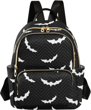 Women Fashion Backpack Purse Casual Lightweight Travel Shoulder Bag Halloween Bat Gothic Rucksack Ladies Bag, Medium