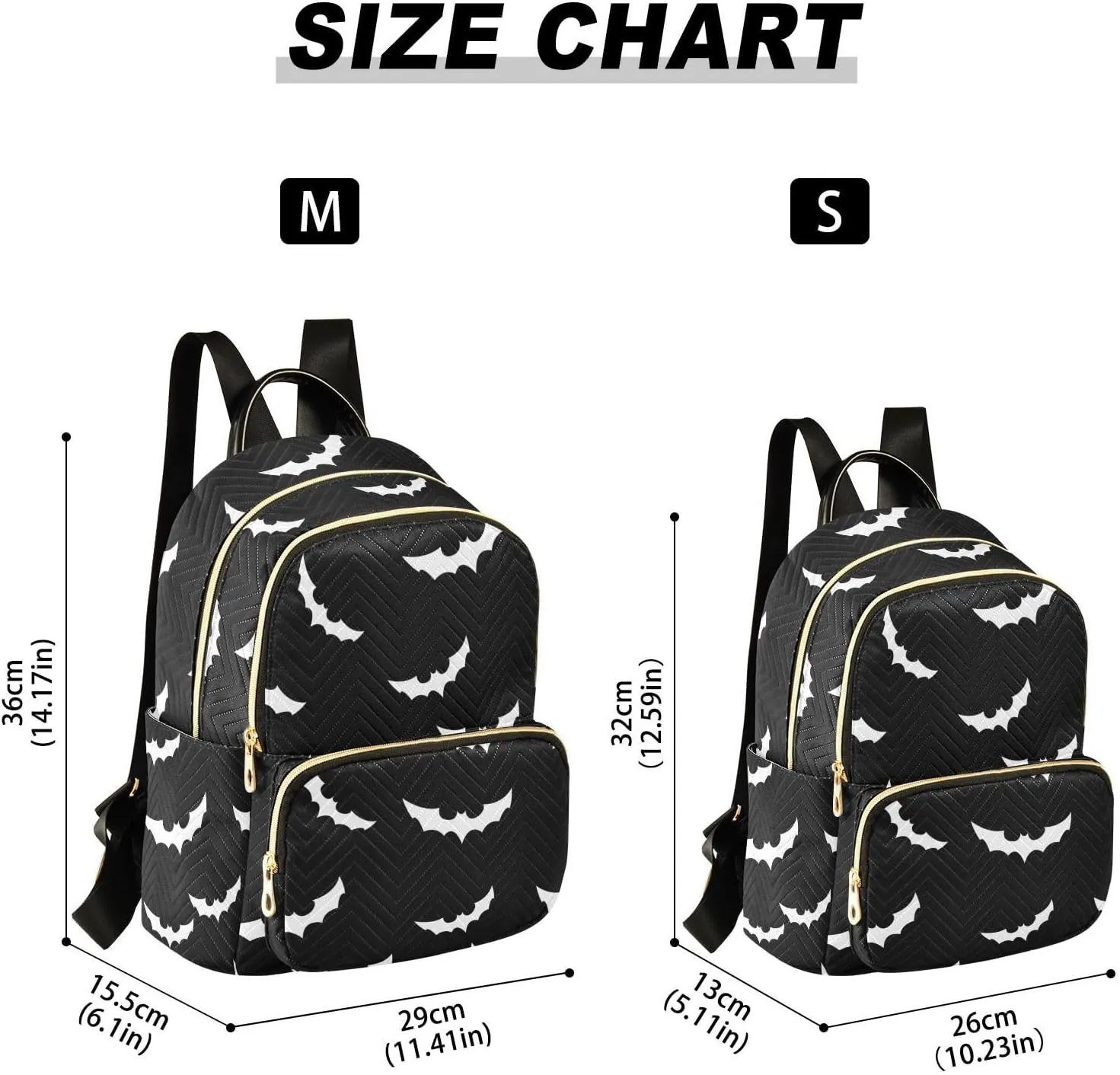 Women Fashion Backpack Purse Casual Lightweight Travel Shoulder Bag Halloween Bat Gothic Rucksack Ladies Bag, Medium