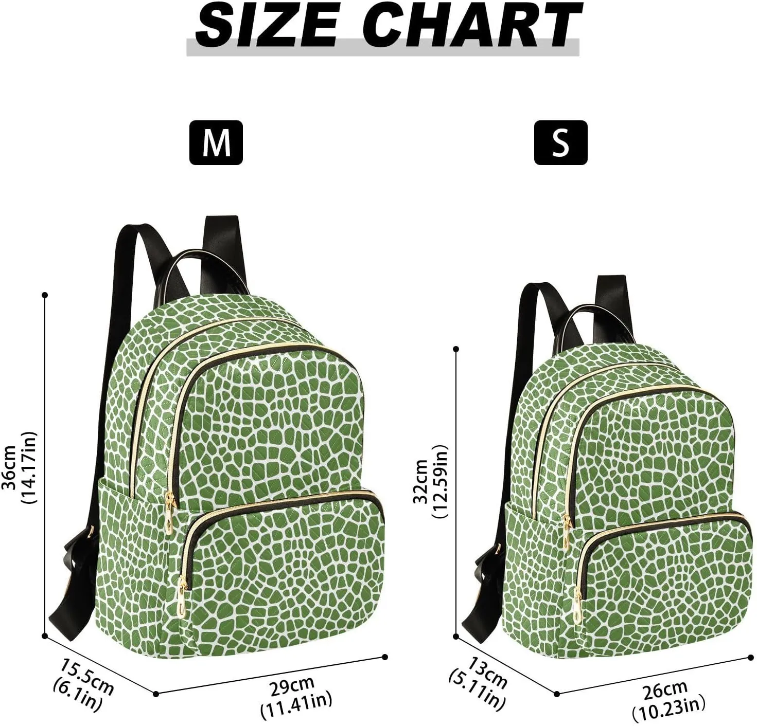 Women Fashion Backpack Purse Green Lizard Skin Texture Mini Travel Backpack Ladies Shoulder Bag Work Daypack 14L