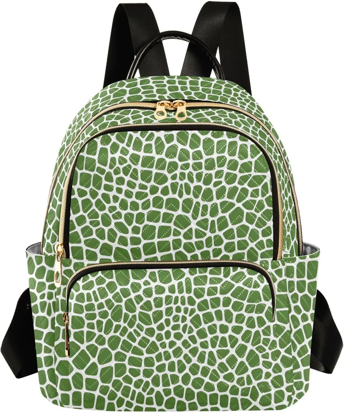 Women Fashion Backpack Purse Green Lizard Skin Texture Mini Travel Backpack Ladies Shoulder Bag Work Daypack 14L