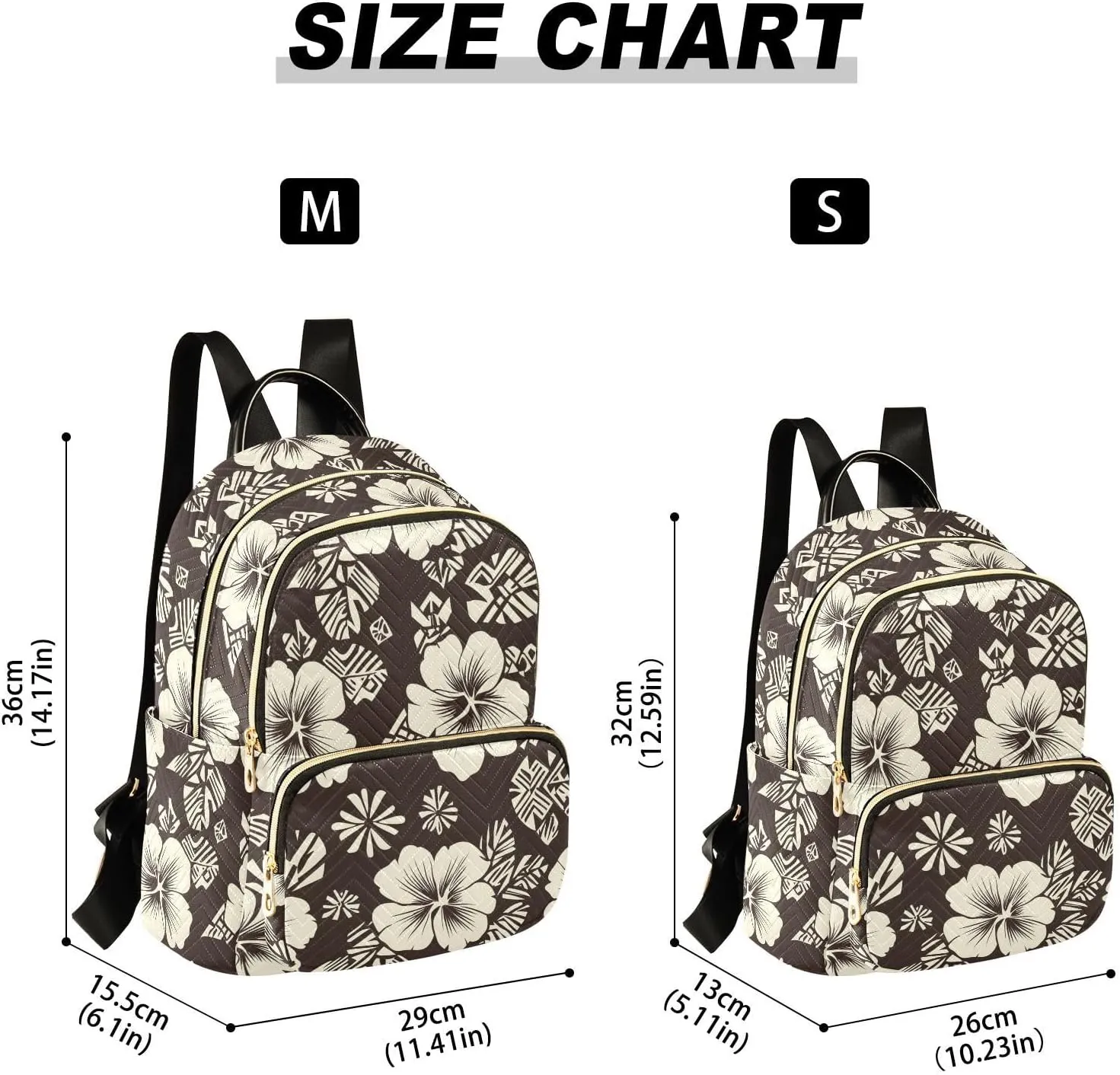 Women Fashion Backpack Purse Hawaiian Brown Hibiscus Flowers Mini Travel Backpack Ladies Shoulder Bag Work Daypack 14L