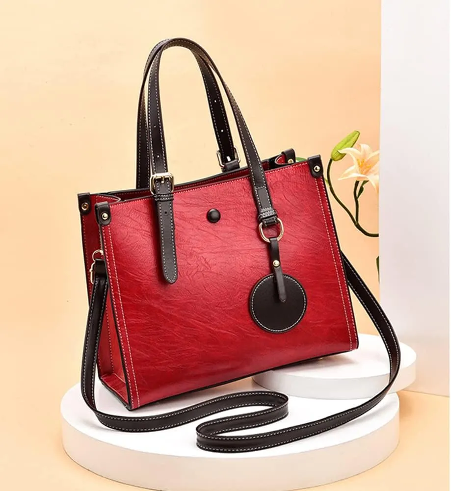 Women Fashion Handbag Vegan Leather Tote Shoulder Bag Multi-pockets Work Shopper Satchel Christmas Crossbody Purses