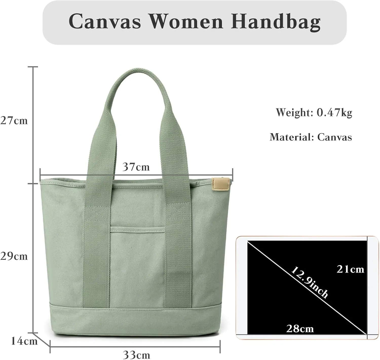 Women Handbag Canvas Tote Bag Lightweight Shoulder Bag