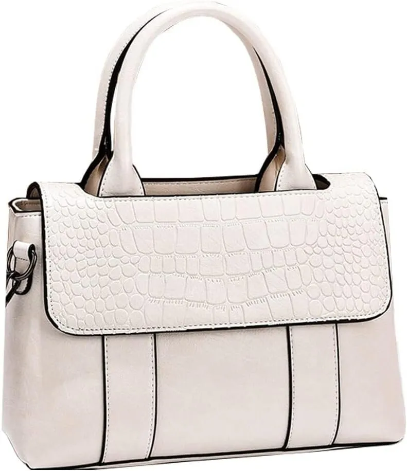 Women Handbag Faux Leather Top Handle Bag Flap Handbag Purse Totes with Detachable Long Shoulder Strap