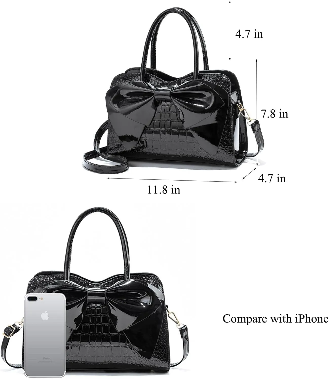 Women Handbag Purse Top Handle Shoulder Crossbody Bag with Bow Design