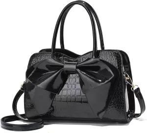 Women Handbag Purse Top Handle Shoulder Crossbody Bag with Bow Design