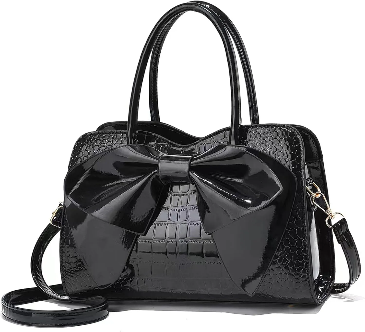 Women Handbag Purse Top Handle Shoulder Crossbody Bag with Bow Design