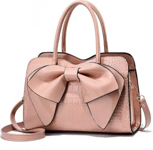 Women Handbag Purse Top Handle Shoulder Crossbody Bag with Bow Design