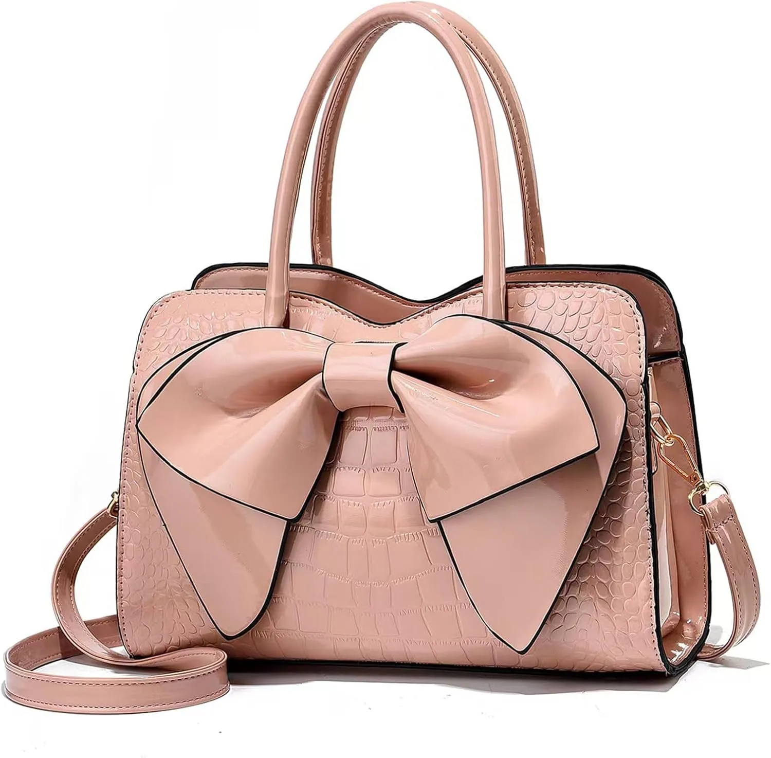 Women Handbag Purse Top Handle Shoulder Crossbody Bag with Bow Design
