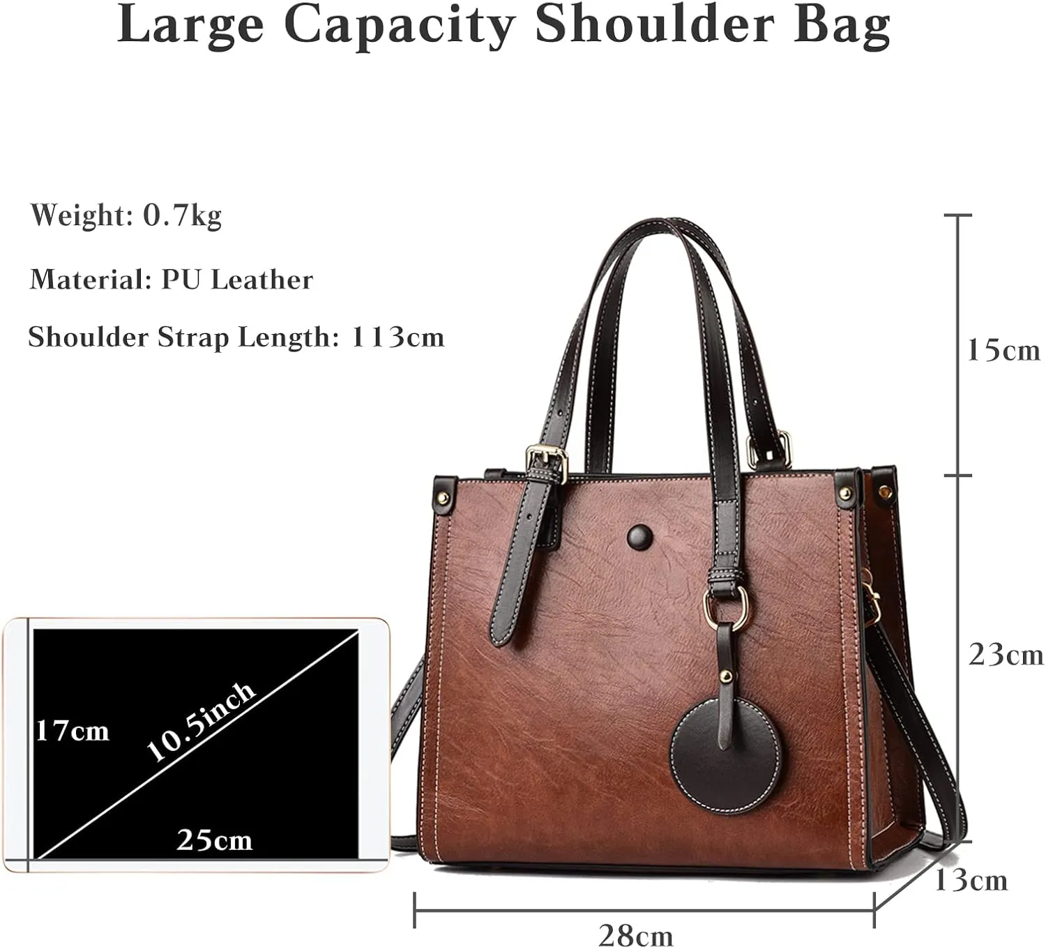 Women Handbag Tote Top Handle PU Leather Shoulder Satchel Crossbody Messenger Bag