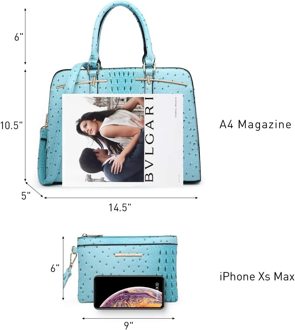 Women Handbag Wallet Tote Shoulder Hobo Bag Top Handle Satchel Purse Set 2pcs with 3 Compartments